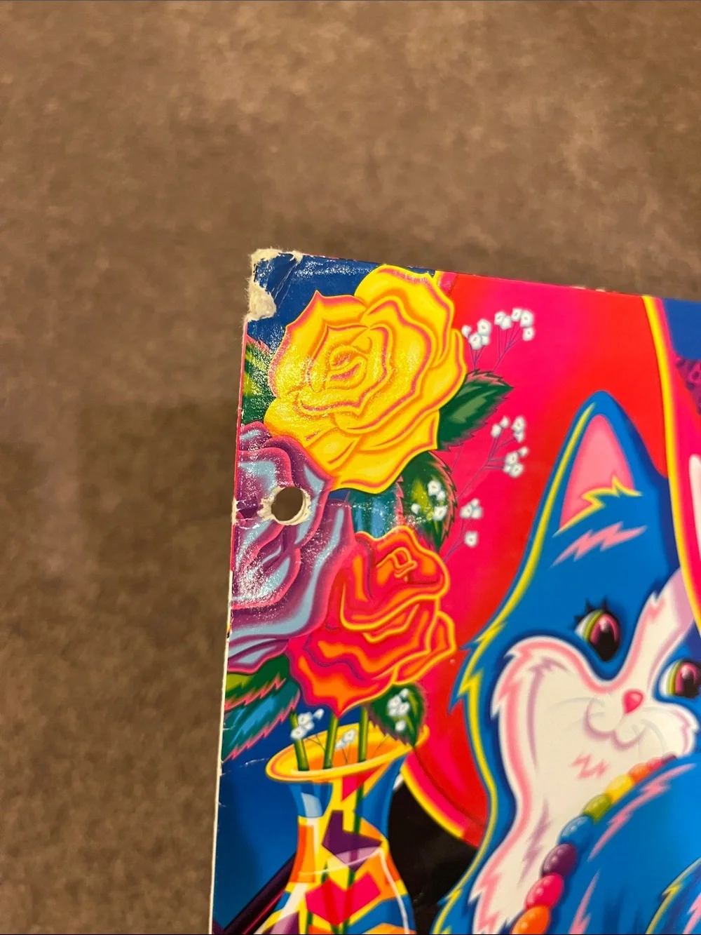 Lisa Frank Miss Furonica Colorful Blue Cat vintage folder